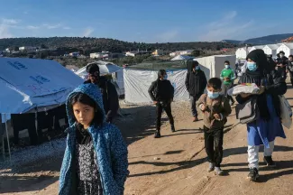 Dans le camp de Kara Tepe, à Lesbos, le 19 décembre.


