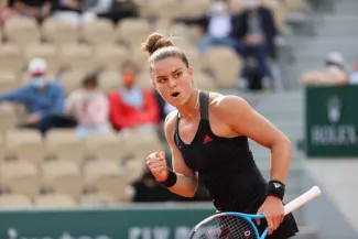 Maria Sakkari qualifiée en huitièmes de finale pour la première fois de sa carrière. (N. Luttiau/L'Équipe)


