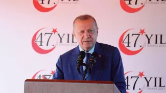 Le président turc, Recep Tayyip Erdogan, lors de sa visite officielle dans la République turque de Chypre du Nord, le 20 juillet. Murat Cetinmuhurdar/PPO/via REUTERS


