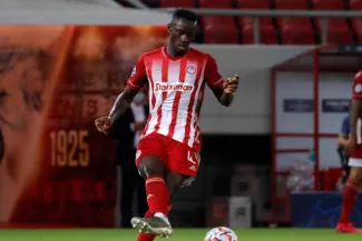 Mady Camara (Olympiakos) a ouvert le score face à Bratislava. (Yannis Halas/Presse Sports)


