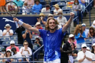 Stefanos Tsitsipas a bataillé contre Lorenzo Sonego. (John E. Sokolowski/Reuters)


