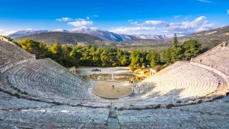 Le théâtre antique d'Epidaure, dans la péninsule du Péloponnèse.