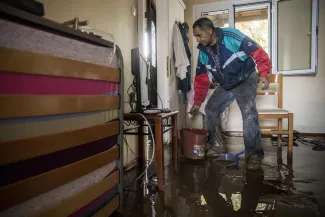 Les dommages causés par la tempête qui a frappé l'île grecque d'Eubée le 10 octobre. PHOTO / AYHAN MEHMED / ANADOLU AGENCY VIA AFP


