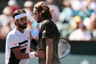 Stefanos Tsitsipas s'arrête en quarts à Indian Wells. (C. Brunskill/Getty images / AFP)


