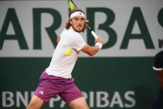 Stefanos Tsitsipas évite le piège Dimitrov. (J. Prévost/L'Équipe)


