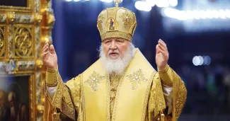 Le patriarche Kirill, chef spirituel de l'Église orthodoxe russe, a qualifié les opposants de Moscou en Ukraine de «forces obscures extérieures», lors d'un sermon à la cathédrale du Christ-Sauveur à Moscou, le 27 février. IGOR PALKIN/AFP


