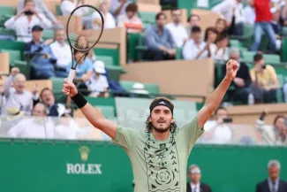 Stefanos Tsitsipas à Monte-Carlo. (N. Luttiau/L'Équipe)


