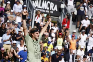 Le soulagement de Stefanos Tsitsipas. (Guglielmo Mangiapane/Reuters)


