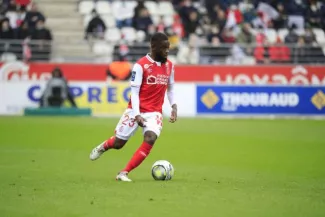 Moreto Cassama sous les couleurs de Reims. (Baptiste Paquot/L'Equipe)


