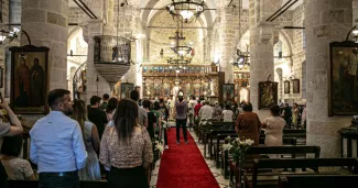 Des membres de la communauté grecque-orthodoxe assistent à une messe, dans le Hatay en Turquie, le 28 juin (image d'illustration). PHOTO CEM GENCO/ANADOLU AGENCY/AFP


