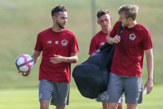 Imad Faraj (à gauche), à l'entraînement avec Lille à l'été 2018. (E. Garnier/L'Équipe)


