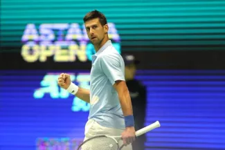 Novak Djokovic a surclassé Stefanos Tsitsipas à Astana. (P. Mikheyev /Reuters)


