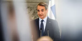 Le Premier ministre grec Kyriakos Mitsotakis a vigoureusement démenti lundi avoir mis sur écoute certains de ses ministres. © Aris Oikonomou / SOOC / SOOC via AFP


