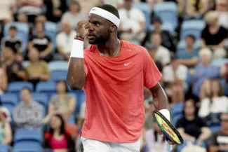 Frances Tiafoe lors de l'opposition entre l'États-Unis et la République tchèque, le 30 décembre 2022. (DAVID GRAY/Afp)


