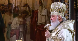 Le patriarche russe orthodoxe Kirill le 6 janvier 2019 à Moscou


