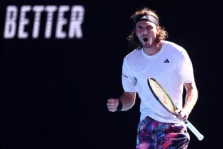 Stefanos Tsitsipas va disputer dimanche sa deuxième finale de Grand Chelem. (C. Recine/Reuters)


