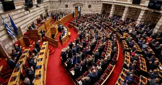 Le Parlement grec, à Athènes, en janvier 2023. Photo LOUISA GOULIAMAKI/AFP


