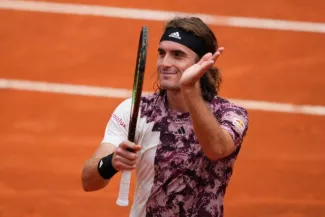 Stefanos Tsitsipas après sa victoire sur Lorenzo Sonego. (A.Szmigiel/Reuters)


