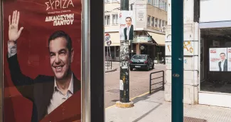 Athènes, le 1 juin 2023. A Nikaia, quartier populaire d'Athènes où Alexis Tsipras a fait son premier discours après la défait du premier tour des élections. — © Nora Teylouni


