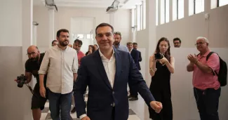 Le chef du parti de gauche Syriza, Alexis Tsipras, à Athènes, en Grèce, le 29 juin 2023.