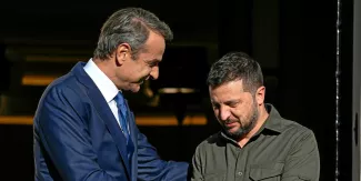 Volodymyr Zelensky a atterri à Athènes lundi 21 août, où il a rencontré le Premier ministre grec Kyriakos Mitsotakis.