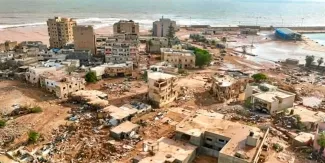 La ville libyenne de Derna a été ravagée par des inondations dévastatrices. © - / Libyan Red Crescent / AFP


