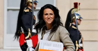 Chrysoula Zacharopoulou, alors secrétaire d'État chargée du Développement, arrive à l'Elysée, le 10 juin 2022 à Paris.