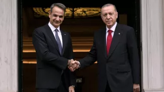 En décembre dernier, à Athènes, Kyriakos Mitsotakis et Recep Tayyip Erdogan s'étaient quittés en « amis », désireux de faire de l'Egée une « mer de paix ». (Thanassis Stavrakis/AP/SIPA)