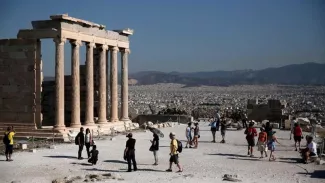 Visite au sommet de l'Acropole. (AP)


