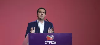 Alexis Tsipras, lors du congrès de son parti, Syriza, le 13 octobre à Athènes. Crédits photo : Petros Giannakouris/AP


