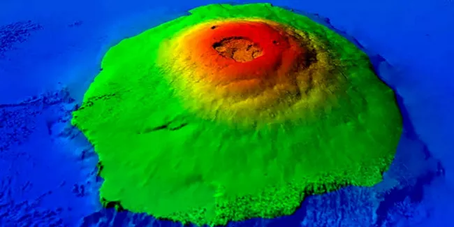 Le plus grand volcan de la planète rouge, Olympus Mons, pourrait être une Île volcanique au milieu d'un océan martien disparu. © A.Hildenbrand/Geops/CNRS


