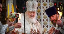 Le patriarche de Moscou et de toute la Russie Kirill lors de la messe de la Pâque orthodoxe, le 23 avril 2022 à Moscou. ALEXANDER NEMENOV / AFP


