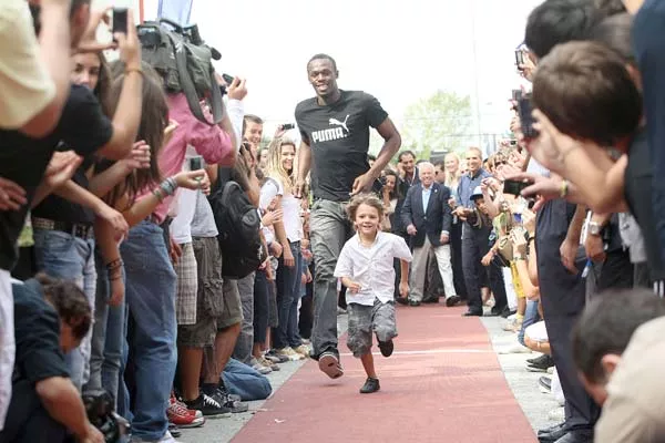 Usain Bolt sur la piste de Thessalonique